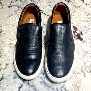 Steve Madden loafers black crocodile faux leather size 7